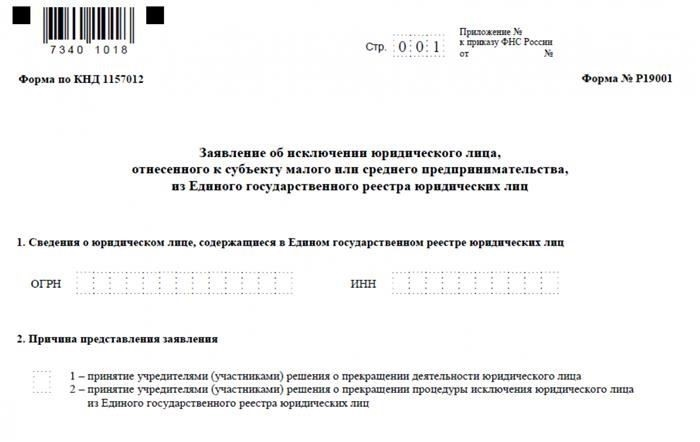Причины появления формы R19001