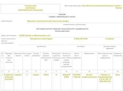 Проверка достоверности данных в форме № 10 по военному билету
