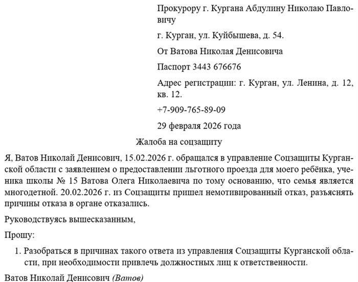 Жалоба в социальную защиту: Образец, правила и особенности